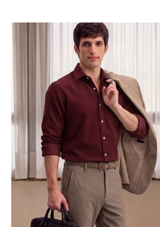 Men's Plain Dark Maroon Spread Collar Cotton Blended Casual Wear Shirt 1
