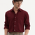Men's Plain Dark Maroon Spread Collar Cotton Blended Casual Wear Shirt