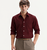 Men's Plain Dark Maroon Spread Collar Cotton Blended Casual Wear Shirt
