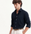 Men's Plain Dark Navy Blue Spread Collar Cotton Blended Casual Wear Shirt