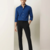 Men's Plain Royal Blue Spread Collar Cotton Blended Casual Wear Shirt