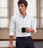 Men's Plain White Spread Collar Cotton Blended Casual Wear Shirt