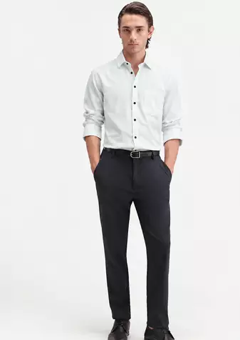 Men's Plain White Spread Collar Cotton Blended Casual Wear Shirt