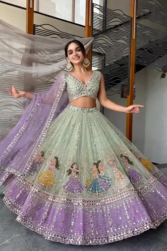 Light Green Navratri Lehenga Choli With Dupatta