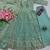 Teal fendy satin heavy embroidery work long wedding wear gown