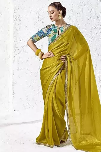 pear silk blend designer border festive wear saree 