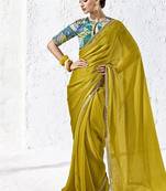 pear silk blend designer border festive wear saree 