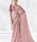 onion pink silk blend designer border festive wear saree 