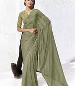 gray silk blend designer border festive wear saree 