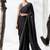 black silk blend designer border festive wear saree 