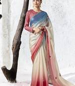 multicolour silk blend designer border with sequience work festive wear saree 