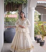 Muslin Cotton Lehenga Choli Set With Mirror Work And Kodi Lace