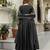 Black silk blend embroidery anarkali kurta pant set with dupatta