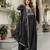 Black silk blend embroidery anarkali kurta pant set with dupatta
