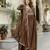 Brown silk blend embroidery anarkali kurta pant set with dupatta