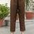 Brown silk blend embroidery anarkali kurta pant set with dupatta