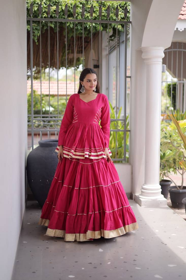 Cora Cotton Lehenga Choli Set With Gota Patti And Lace Work