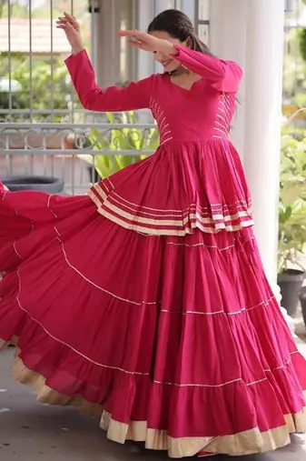 Cora Cotton Lehenga Choli Set With Gota Patti And Lace Work