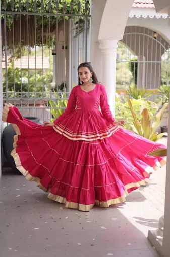 Cora Cotton Lehenga Choli Set With Gota Patti And Lace Work