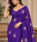 Premium satin floral bits embellished designer saree