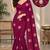 Satin floral bits work festive designer saree