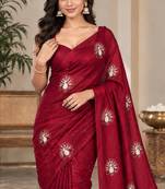 Premium satin floral bits sequence party wear saree