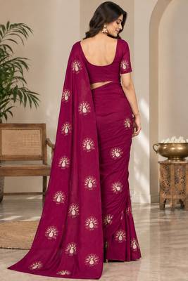Satin floral bits work festive designer saree 3