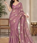 Elegant satin floral bits designer party wear saree