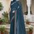 Teal blue sequin embroidered work georgette designer saree for women