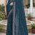 Teal blue sequin embroidered work georgette designer saree for women
