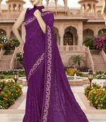 Wine sequin embroidered work georgette designer saree for women