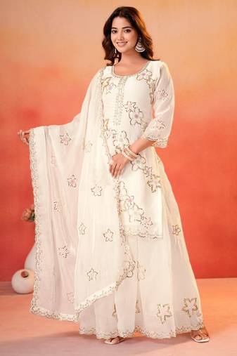 Designer sharara suit with sequence and embroidered work