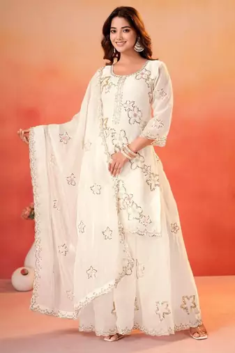 Designer sharara suit with sequence and embroidered work