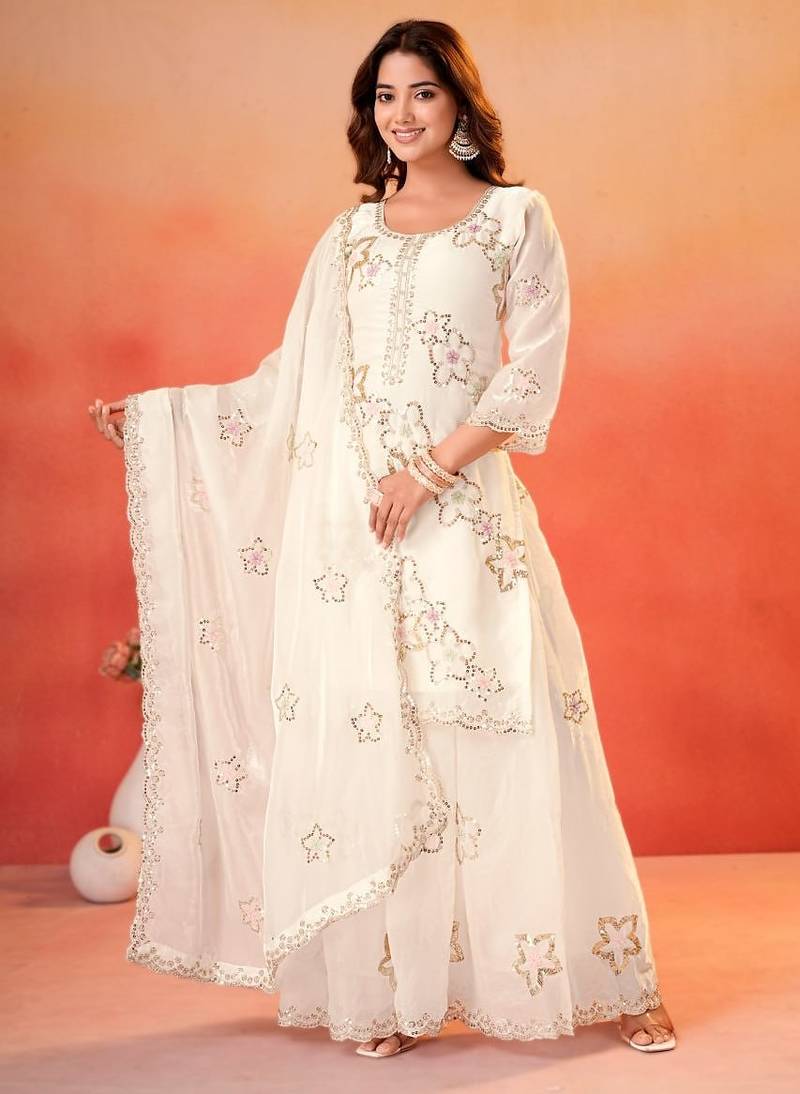 Designer sharara suit with sequence and embroidered work