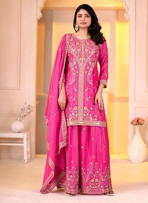Designer sharara suit with sequence and embroidered work 1
