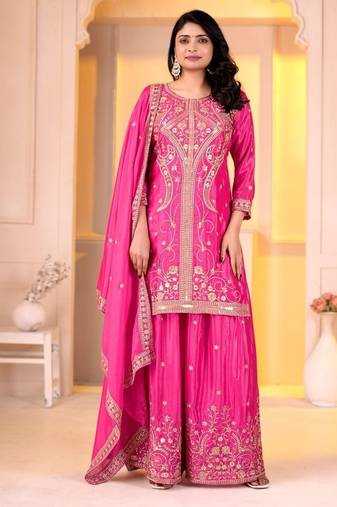Designer sharara suit with sequence and embroidered work