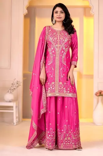Designer sharara suit with sequence and embroidered work