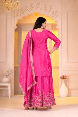 Designer sharara suit with sequence and embroidered work 2
