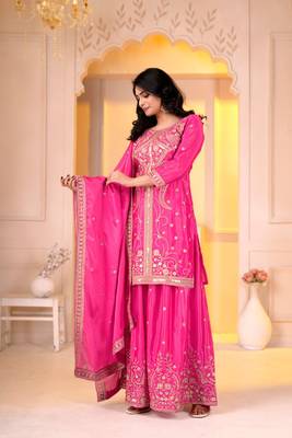 Designer sharara suit with sequence and embroidered work 3