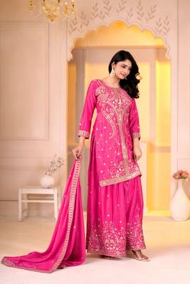 Designer sharara suit with sequence and embroidered work 4
