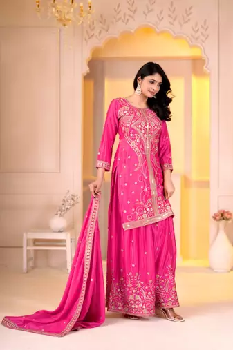 Designer sharara suit with sequence and embroidered work