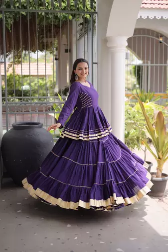 Cora Cotton Lehenga Choli Set With Gota Patti And Lace Work
