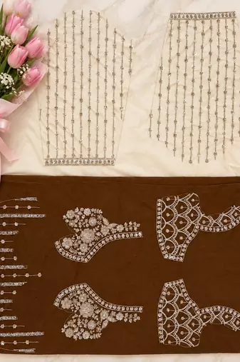 Brown Color Thread,Sequins,Motif And Sequins Work Net Lehenga Choli