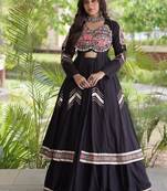 Kora Cotton Lehenga Shrug Set With Gamthi Gota Patti And Mirror Work