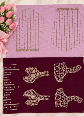 Plum Color Thread,Sequins,Motif And Sequins Work Net Lehenga Choli 5