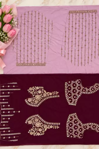 Plum Color Thread,Sequins,Motif And Sequins Work Net Lehenga Choli