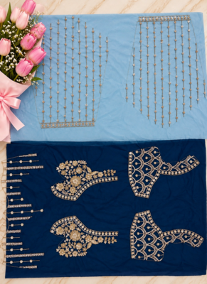 Teal Color Thread,Sequins,Motif And Sequins Work Net Lehenga Choli 5