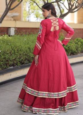 Kora Cotton Lehenga Choli Set With Zari And Mirror Lace Work 5