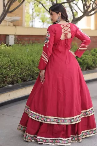 Kora Cotton Lehenga Choli Set With Zari And Mirror Lace Work