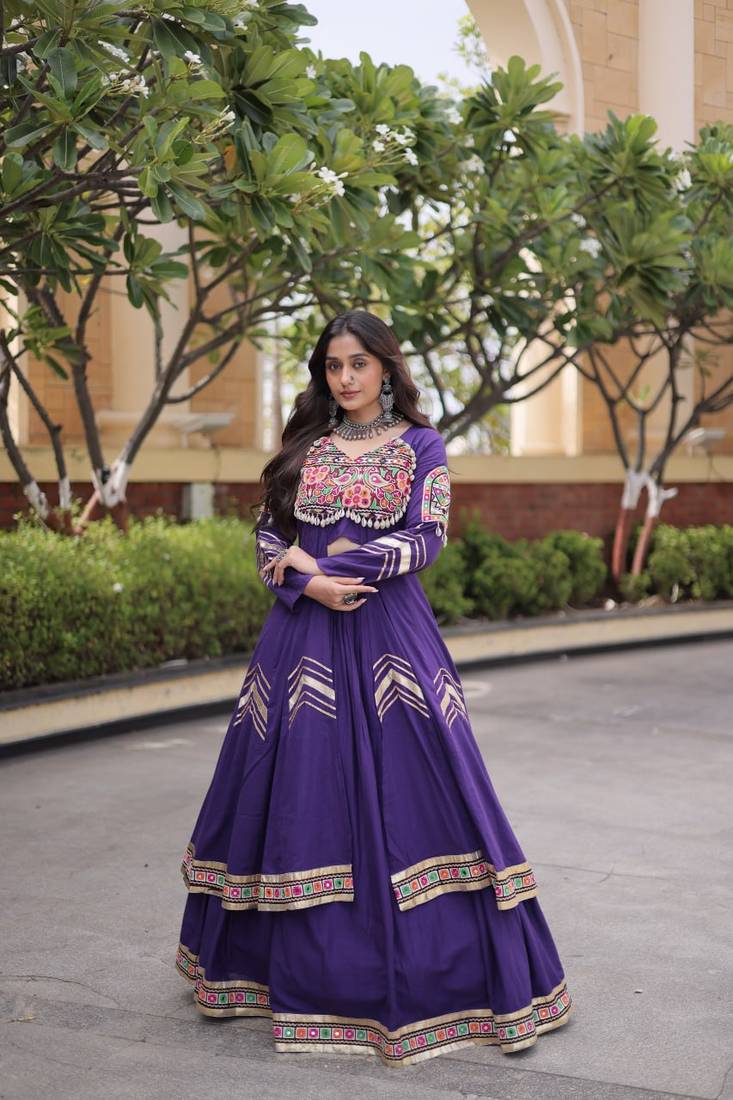 Kora Cotton Lehenga Choli Set With Zari And Mirror Lace Work